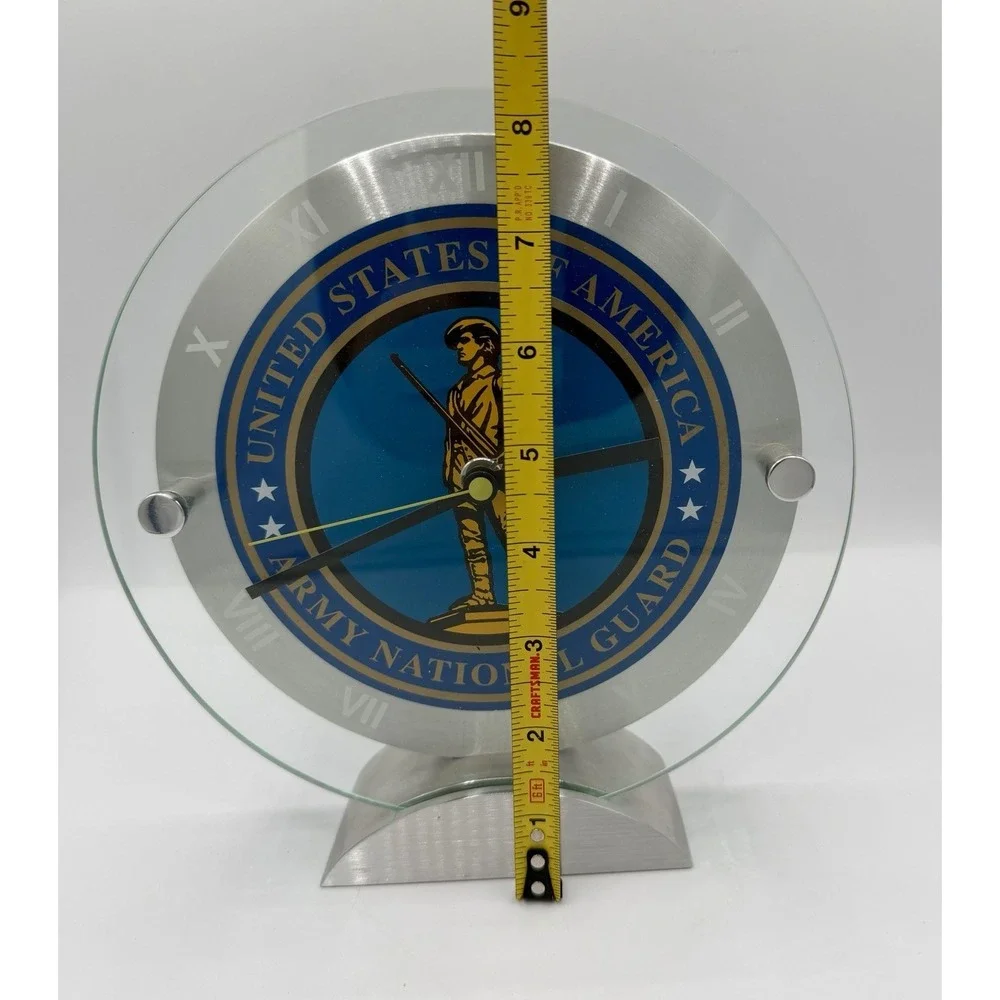 MERIDIAN U.S ARMY National Guard TROPHY CLOCK RARE SOLID ALUMINUM DAIL & Base